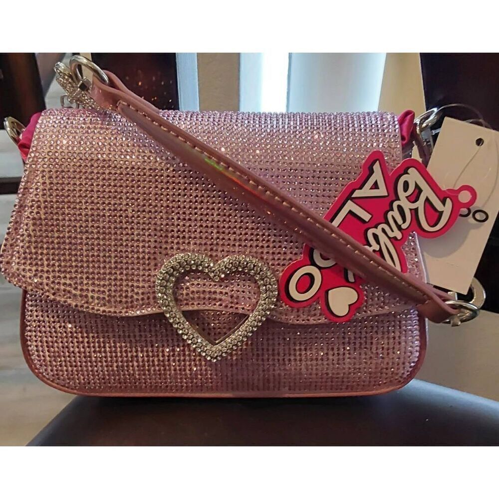 NEW~Aldo Barbie Pink Glitter Rhinestone Heart Accent Handbag Purse - Picture 1 of 11